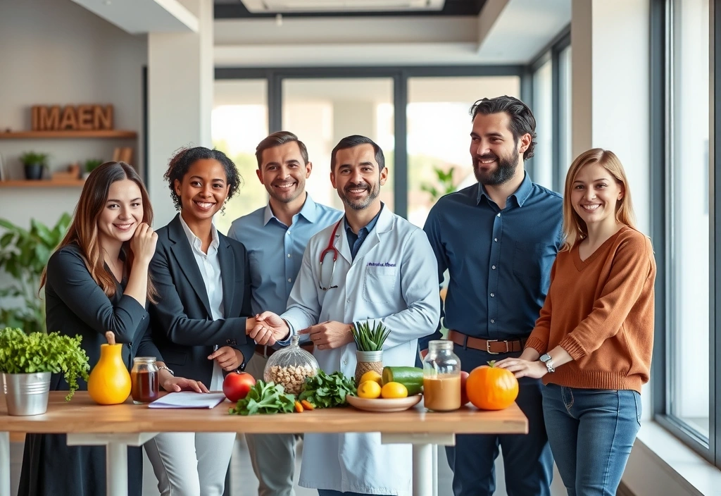 Echipa de experți Nutriexpertc lucrând împreună